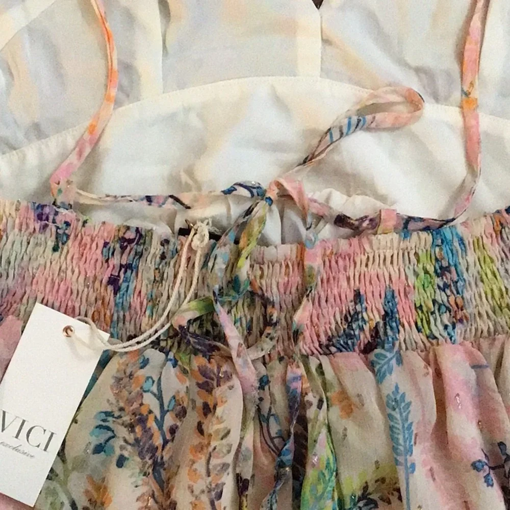 Vici floral metallic maxi dress NWT